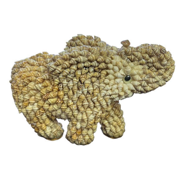 Sea Shell Encrusted Elephant Figurine Hand Made Beachy Forest Animals Good Luck. - Picture 5 of 8